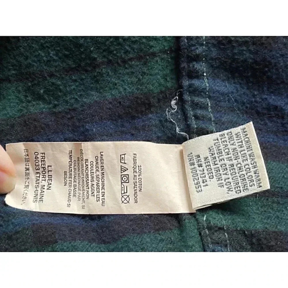 LL Bean blue Green long sleeve flannel button up shirt size M cotton - Picture 8 of 10